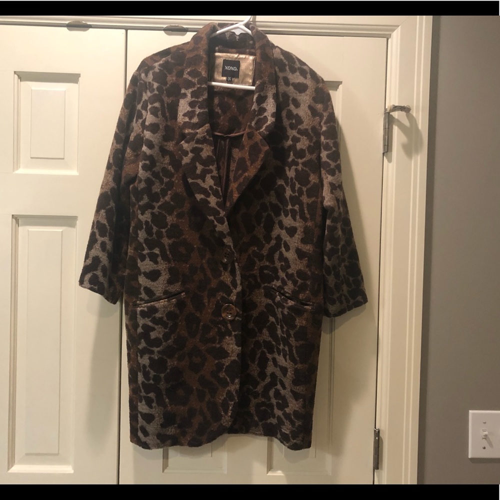 XOXO Wool—Blend Leopard Coat